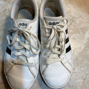 Adidas White Sneakers with Black Accents